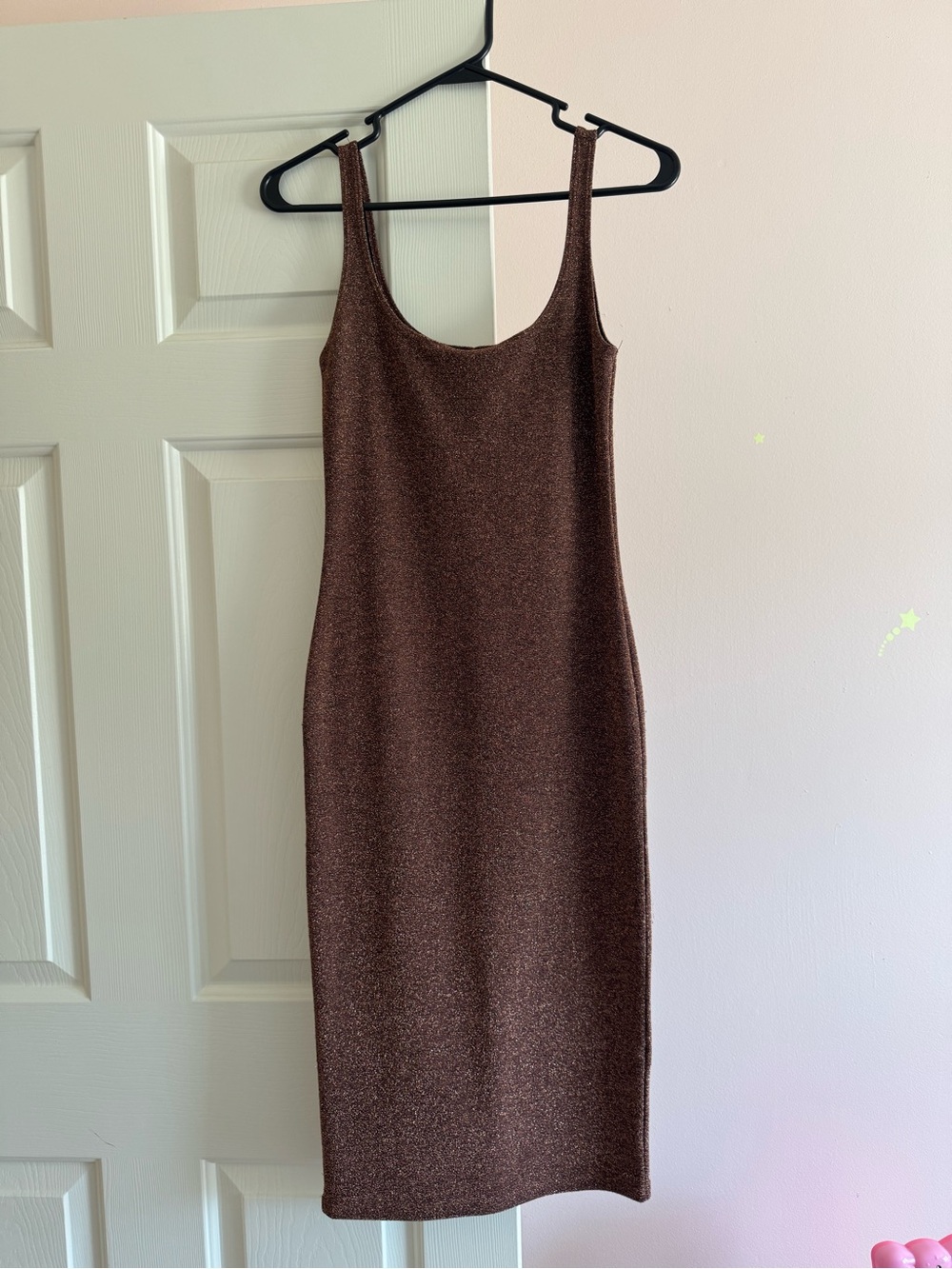Square Neck Sleeveless Knit Dress in Sparkling Brown